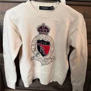 Ralph Lauren Cream Sweater with Crest Design